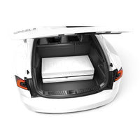 DreamCase Classic white case with white accent in Tesla Model S trunk