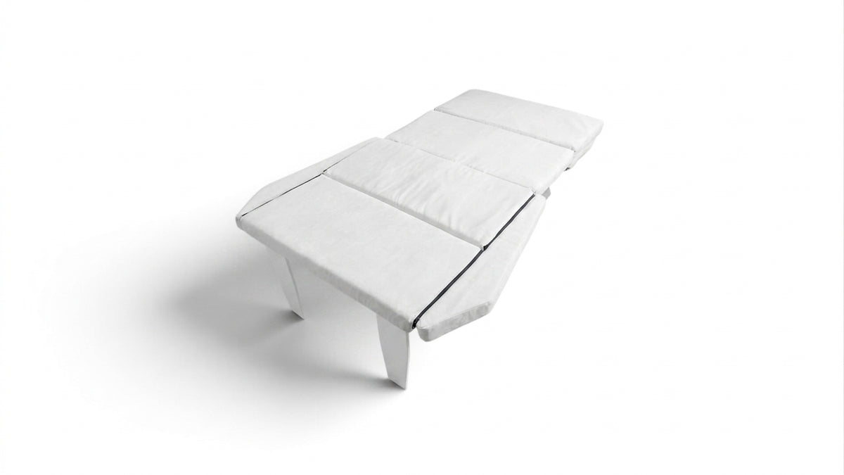 Unfolded Dreamcase Classic Tesla car bed mattress in white