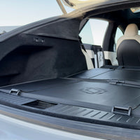 DreamCase Comfort dual leveling base system flat in Tesla Model S Plaid cargo area